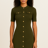 Aline | Knit Button Dress
