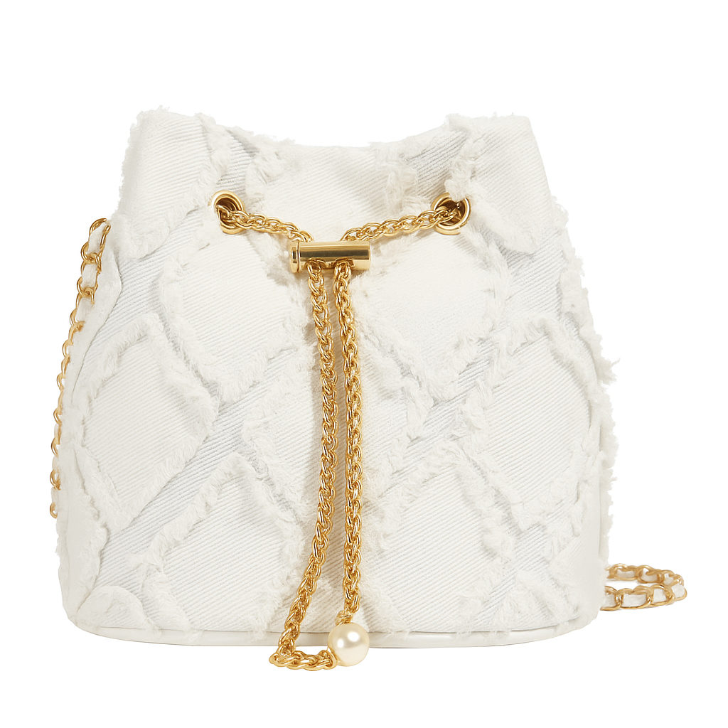 Camille | Quilted Denim Bucket Bag