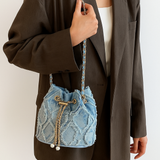 Camille | Quilted Denim Bucket Bag